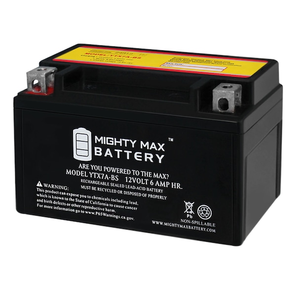 Mighty Max Battery YTX7A-BS Battery for SYM 50 Fiddle II 50 (2010-2012) YTX7A-BS107
